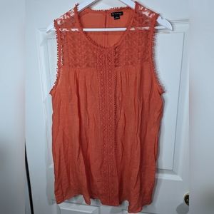 New directions curvy orange sleeveless top with crochet accents size 0X NWT